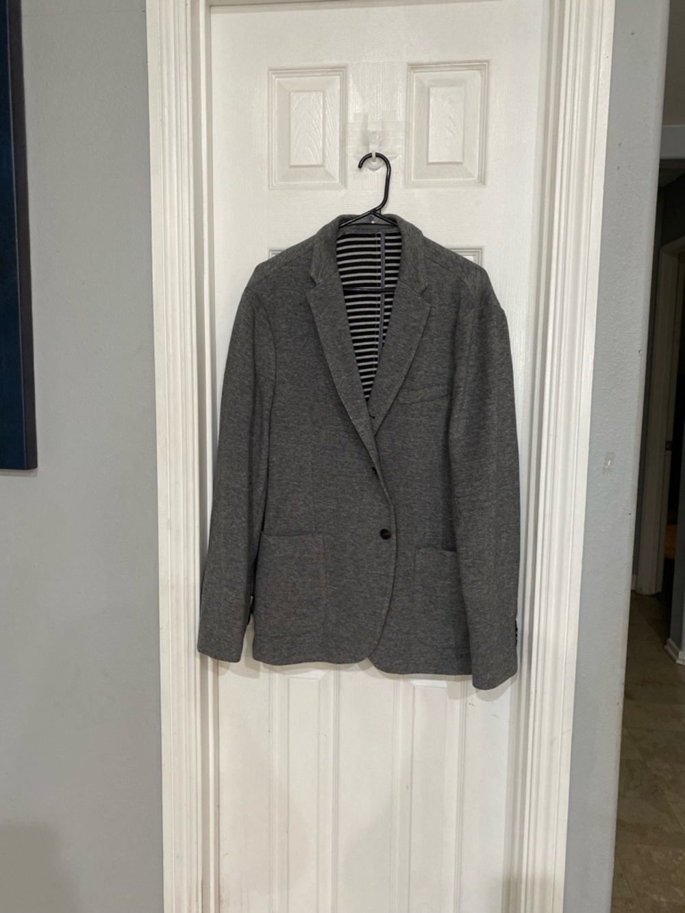 Michael Kors men's blazer in a 44R size, gray plaid pattern and a tailored fit